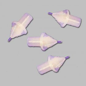 Plastic pieces, cone-shaped with long base and tip.